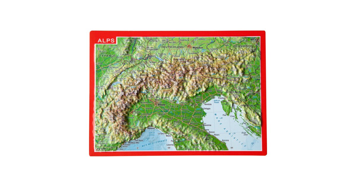 Georelief 3D Reliefpostkarte Alpen