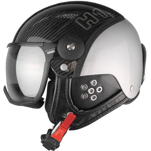 HMR H1 Skihelm mit Visier Carbon Fiber/Silver