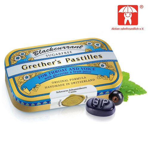 Grether’s Pastilles Grethers Blackcurrant Silber zuckerfreie Pastillen