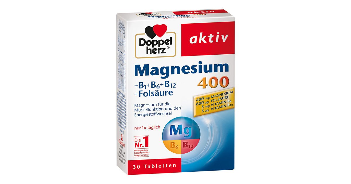 Doppelherz Doppelherz® Aktiv Magnesium 400 + B1 + B6 + B12 + Folsäure ...