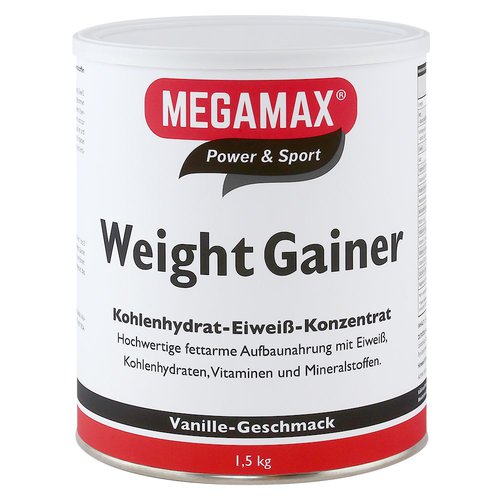 Megamax Megamax® Power & Sport Weight Gainer Kohlenhydrat-Eiweiß-Konzentrat Vanille-Geschmack