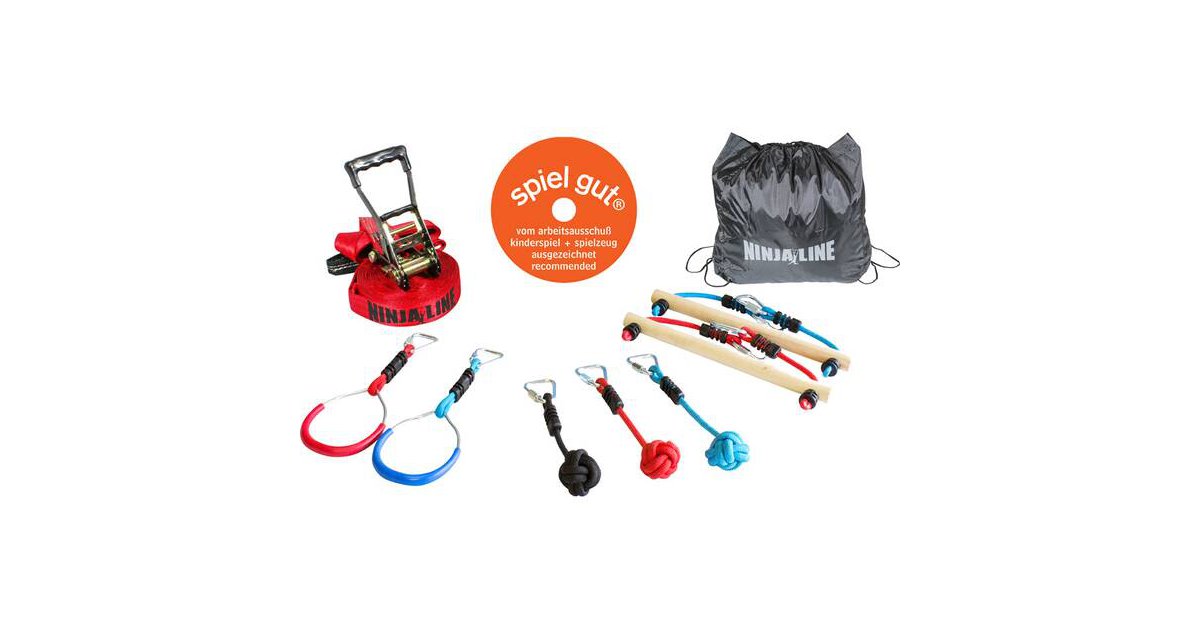 Slackers Ninja Line Starter Set – Outdoor Hangelparcours & Slackline für Kinder ab 5 Jahren