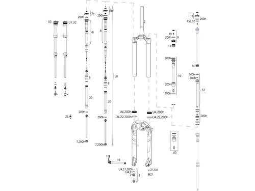 RockShox Ersatzteile Lyrik RCT3 A1-C1/RC B1-C2/RC2 C1 (2016-2019)