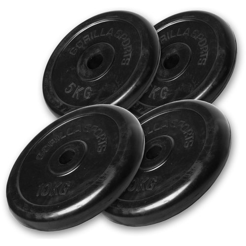 Gorilla Sports Hantelscheibenset Gummi 2x5 2x10kg