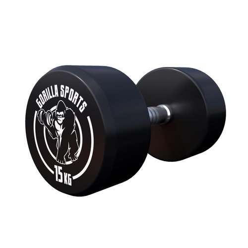 Gorilla Sports Kurzhantel Gummi Schwarz/Weiß 15 kg