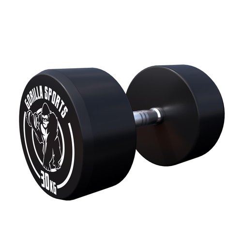 Gorilla Sports Kurzhantel Gummi Schwarz/Weiß 30 kg