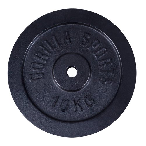 Gorilla Sports Hantelscheibe Guss Schwarz 10 kg
