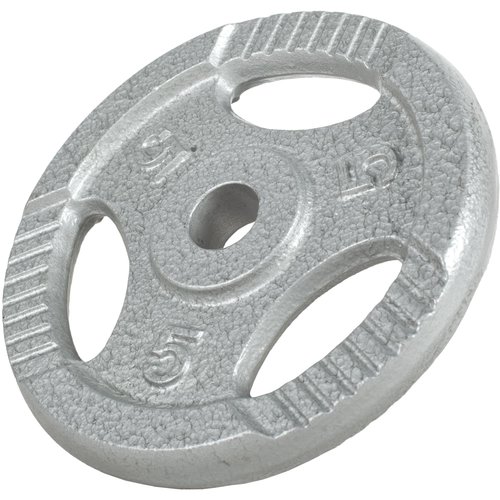 Gorilla Sports Hantelscheibe Guss Gripper Silber 5 kg