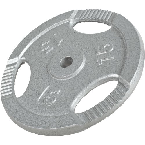 Gorilla Sports Hantelscheibe Guss Gripper Silber 15 kg