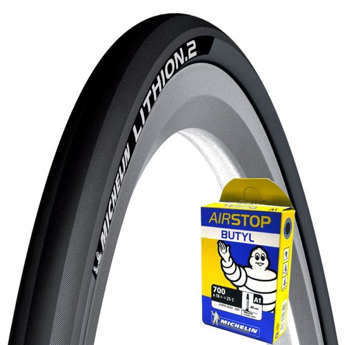 MICHELIN Michelin Lithion 2 Dark Grey 23c Tyre + Tube - Reifen