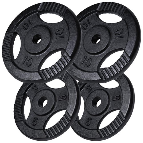 Gorilla Sports Hantelscheibenset Gusseisen Gripper Schwarz 30 kg