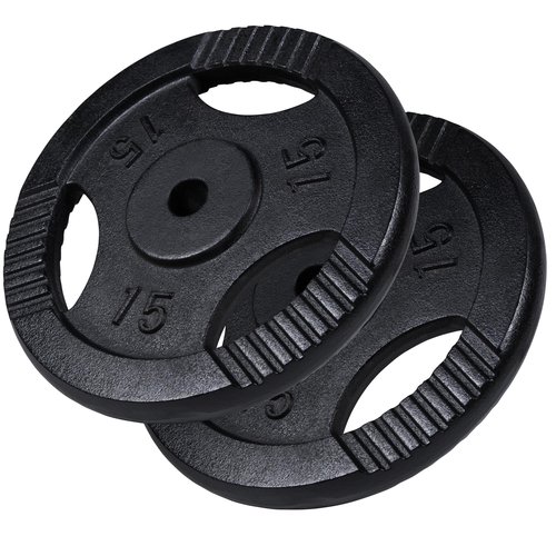 Gorilla Sports Hantelscheibenset Gusseisen Gripper Schwarz 30 kg - 2 x 15 kg