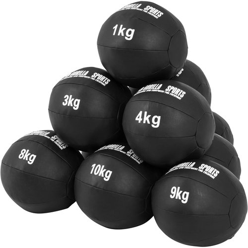 Gorilla Sports Medizinball Set aus Leder 55 kg