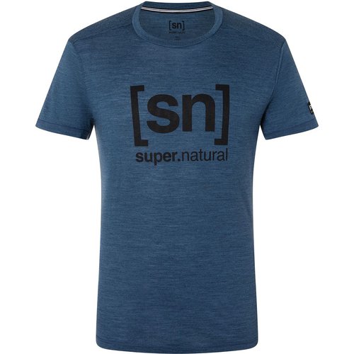Super.Natural Herren Logo T-Shirt (Größe XL, Blau) Merinowolle