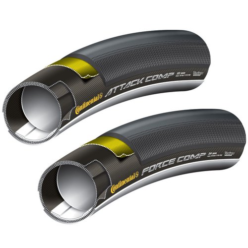 Continental Attack Comp und Force Comp Set Rennrad Schlauchreifen - schwarz - 700c x 22-24mm