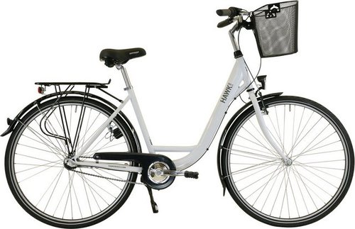 Hawk Bikes Cityrad City Wave Premium Plus White, 3 Gang Shimano Nexus Schaltwerk, für Damen und Herren