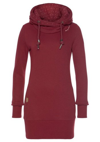 Ragwear Sweater »LILAH« Kapuze mit überkreuztem Schalkragen und bedrucktem Kapuzeninnenfutter