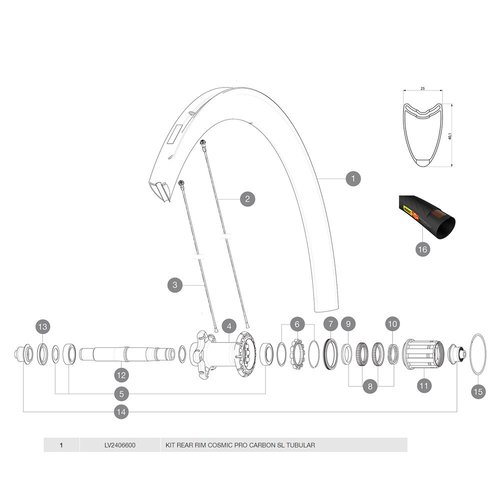 Mavic Cosmic Pro Carbon Sl Tubular Hinterradfelge