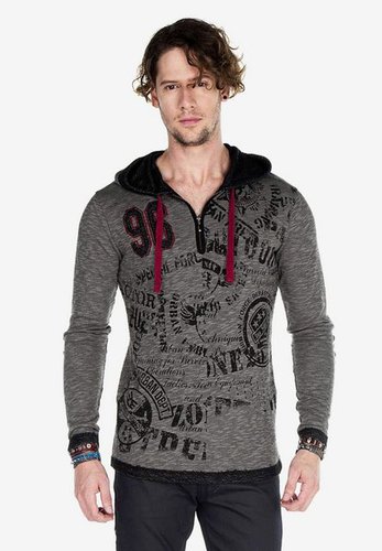 Cipo & Baxx Kapuzensweatshirt mit stylischem Half-Zip