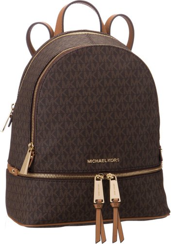 Michael Kors Rhea Zip Medium Backpack MK Signature  in Brown/Acorn (11.6 Liter), Rucksack / Backpack