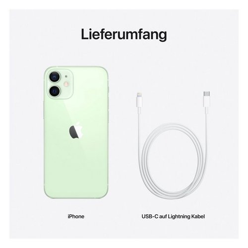 Apple iPhone 12 mini Smartphone (13,7 cm/5,4 Zoll, 128 GB Speicherplatz, 12 MP Kamera, ohne Strom Adapter und Kopfhörer, kompatibel mit AirPods, AirPods Pro, Earpods Kopfhörer)