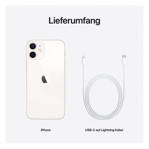 Apple iPhone 12 mini Smartphone (13,7 cm/5,4 Zoll, 64 GB Speicherplatz, 12 MP Kamera, ohne Strom Adapter und Kopfhörer, kompatibel mit AirPods, AirPods Pro, Earpods Kopfhörer)