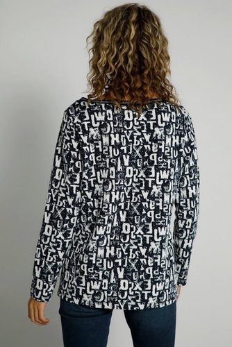 Gina Laura Sweatshirt Sweatshirt, Buchstaben-Muster, U-Boot-Ausschnitt