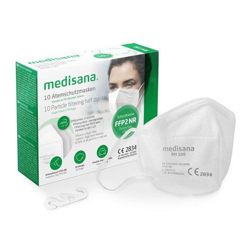 Medisana RM 100 Ffp2 Atemschutzmaske in Weiß - Staubmaske Atemmaske - 10 Stück