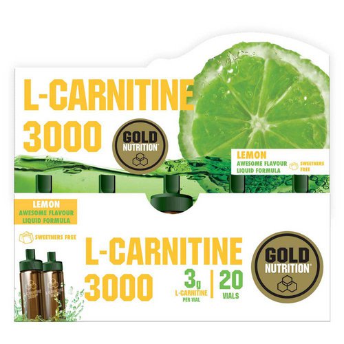 Gold Nutrition L-carnitine 3000mg 20 Units Lemon Vials Box Grün