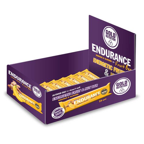 Gold Nutrition Endurance Fruit 40g 15 Units Banana And Almond Gelb
