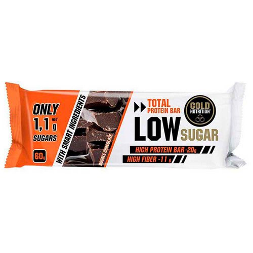 Gold Nutrition Protein Low Sugar 60g 10 Units Double Chocolate Energy Bars Box Weiß