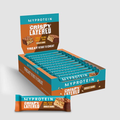 MyProtein Crispy Layered Proteinriegel - 12 x 58g - Schokolade Karamell