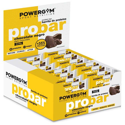 Powergym Probar Proteinriegelbox Zartbitterschokolade 50g 16 Einheiten