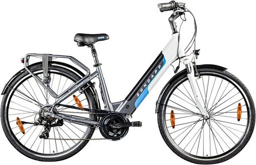 Zündapp E-Bike Cityrad Z901, 7 Gang Shimano Tourney RD-TY300 Schaltwerk, Kettenschaltung, Mittelmotor, 418 Wh, Pedelec, Elektrofahrrad für Damen u. Herren
