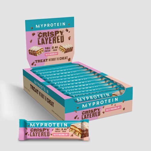 MyProtein Crispy Layered Proteinriegel - 12 x 58g - Flambierte Marshmallow