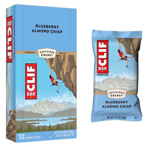 Clif 68g Blueberry Almond Crisp Energy Bars 12 Units Durchsichtig