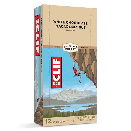 Clif 68g White Chocolate Macadamia Energy Bars 12 Units Durchsichtig