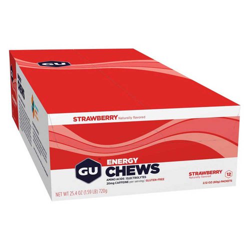 Gu Energy Chews Strawberry 12 Energy Chews 12 Units Durchsichtig