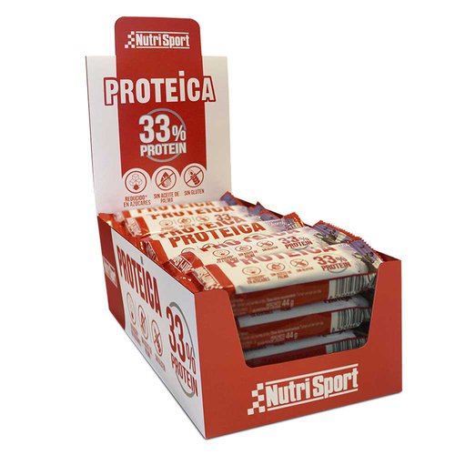 Nutrisport 33 Protein 44gr Protein Bars Box Double Chocolate 24 Units Mehrfarbig