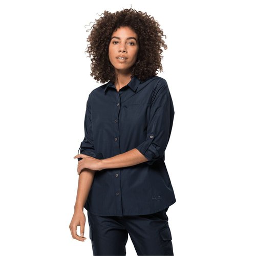 Jack Wolfskin Lakeside Roll-up Shirt Women Wanderbluse Damen S blau night blue