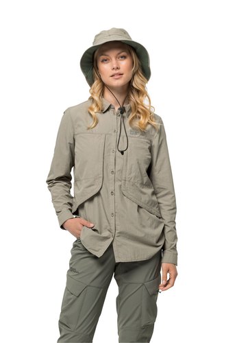 Jack Wolfskin Diskovera LS Shirt Women Wanderbluse Damen XL misty green misty green