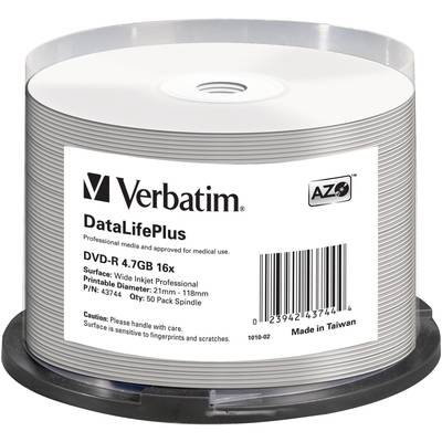 Verbatim 43744 DVD-R Rohling 4.7 GB 50 St. Spindel Bedruckbar