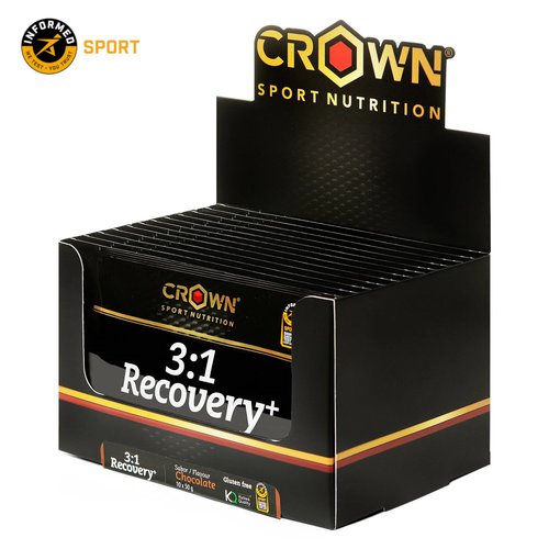 Crown Sport Nutrition 31 Recovery Sachets Box 50g 10 Units Chocolate Schwarz