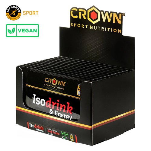Crown Sport Nutrition Isodrink  Energy Isotonic Drink Powder Sachets Box 32g 12 Units Berries Schwarz