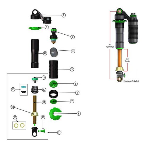 DVO Suspension Jadex14 Mm Metric 55 Mm Shock Shaft Golden