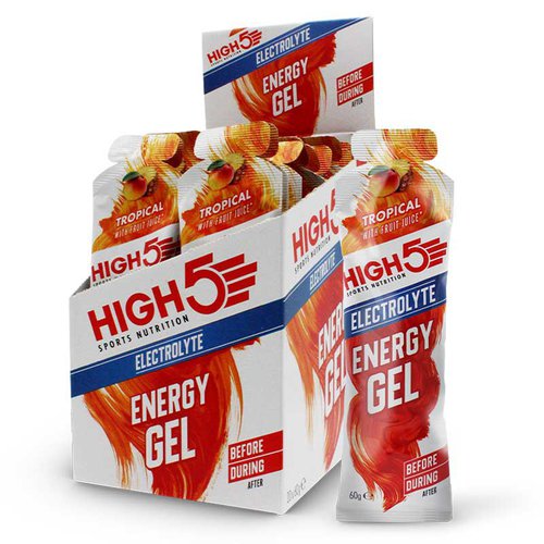 High5 Electrolyte Energy Gels Box 60g 20 Units Tropical Durchsichtig