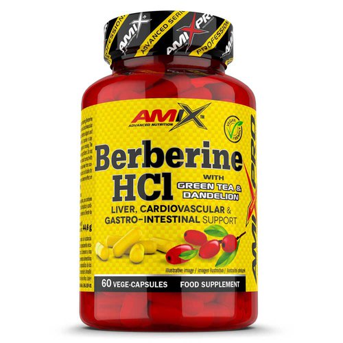 Amix Berberine Hci With Green Tea  Dandelion Non-essential Amino Acids 60 Caps Durchsichtig