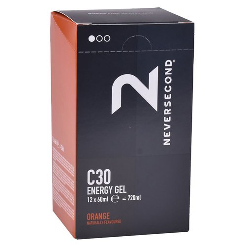 Neversecond C30 60ml Orange Energy Gels Box 12 Units Durchsichtig