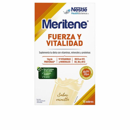 Meritene Strength And Vitality 15x30 Gr Dietary Supplement Vanilla Durchsichtig