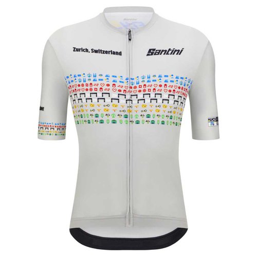 Santini Uci Road And Para-cycling Road World Championships Zurigo Short Sleeve Jersey Weiß S Mann